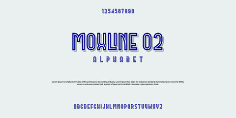 vector alphabet, rustic font with line in the middle with shadow