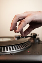 hand of dj playing music