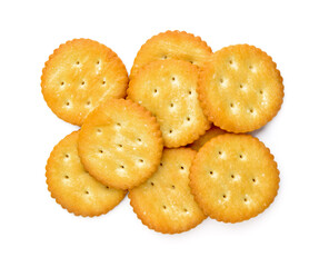 Cracker isolated on white background. top view