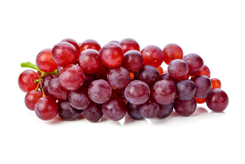 Bunch of fresh red grapes isolated on white background