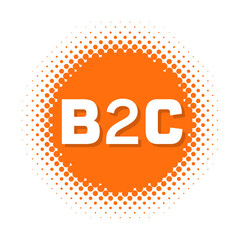 B2C business to consumer. Halftone round shape