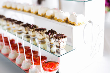 Buffet with a variety of delicious sweets, food ideas, celebration