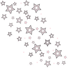 Confetti of shooting stars. Multi-colored stars. Luxury holiday background, greeting card. Abstract texture on a white background. Design element. Vector illustration, eps 10.