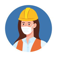 Female constructer with mask design, Workers occupation and job theme Vector illustration