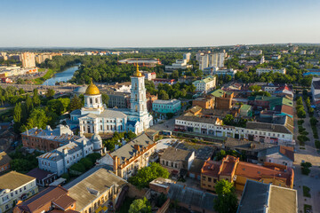 Fototapeta na wymiar City Sumy, the capital of Sumy region, Ukraine, Europe aerial view