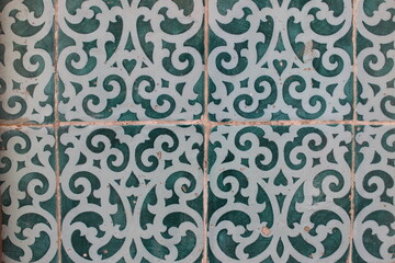 Turquoise and white tile detail. It is a Portuguese tile.