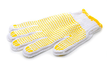 Work cotton gloves on white background isolation