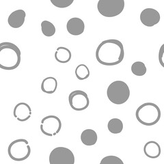 Circles seamless pattern. Random doodle dots texture background. Hand drawn design.