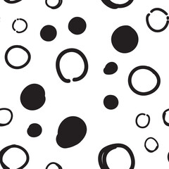 Circles seamless pattern. Random doodle dots texture background. Hand drawn design.