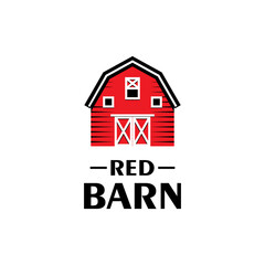 Red barn logo. Barn icon vector illustration.