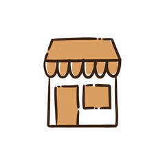 Coffee shop store doodle vector icon. Cafeteria symbol. Hand drawn illustration.
