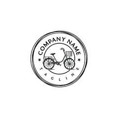 Bicycle logo design template. Awesome a bicylce with circle & star logo. A bicycle with circle lineart logotype.