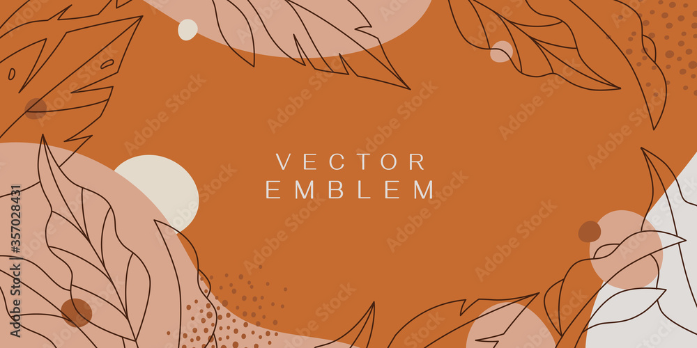 Poster vector design templates in simple modern style with copy space for text, flowers and leaves - weddin