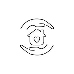 House in hand icon. Home care symbol concept isolated on white background. Vector illustration