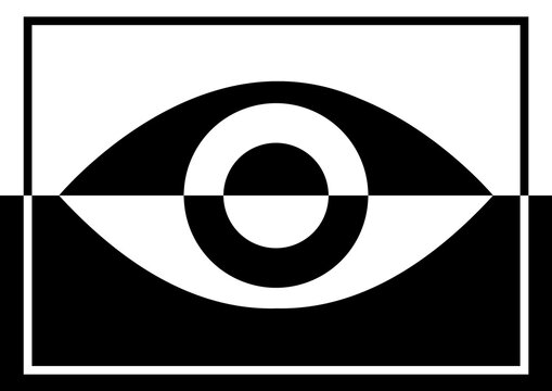 A black and white logo design to symbolize the concept of being woke to the injustices and prejudices in the world.