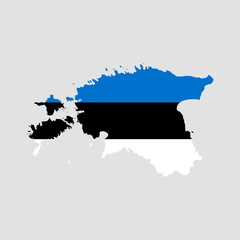 Vector illustration of Estonia flag map. Vector map..
