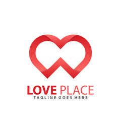 Abstract Love Place Logo Design Premium Stock Vector Illustration