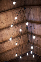lanterns on a wooden background incandescent lamps