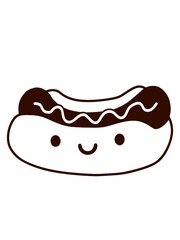 Niedlicher Hot Dog mit Snack futtern Design
