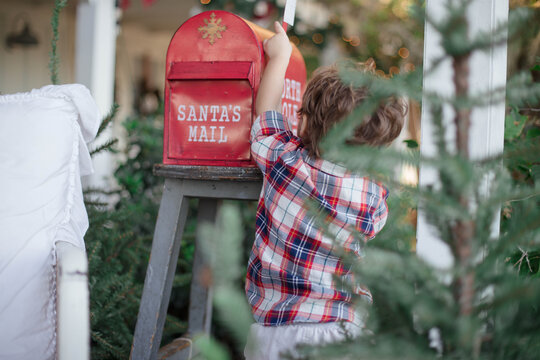 red mailbox for Santa Christmas decoration  stock photo royalty free 