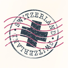 Switzerland Stamp Postal. Silhouette Seal. Passport Round Design. Vector Icon. Design Retro Travel.