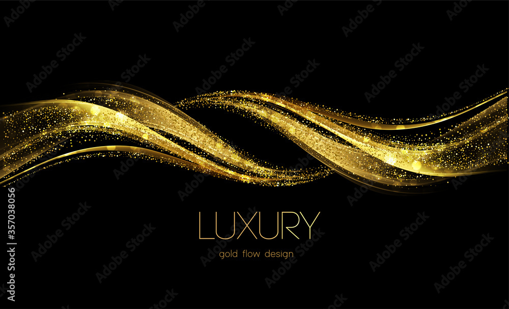 Poster Abstract shiny color gold wave design element