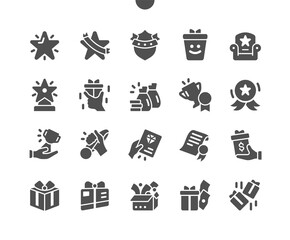 Rewards Well-crafted Pixel Perfect Vector Solid Icons 30 2x Grid for Web Graphics and Apps. Simple Minimal Pictogram