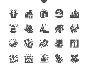 Merry Christmas Well-crafted Pixel Perfect Vector Solid Icons 30 2x Grid for Web Graphics and Apps. Simple Minimal Pictogram