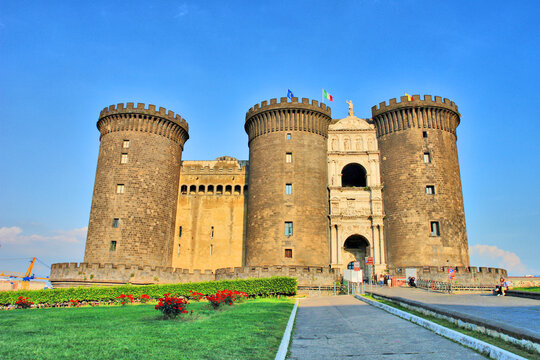 Castel Nuovo or "New Castle" often called Maschio Angioino - medieval castle located in front of Piazza Municipio in central Naples. 