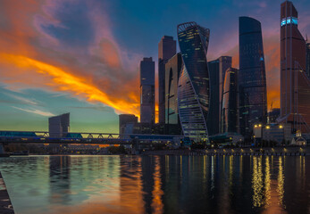 Fototapeta na wymiar View of the skyscrapers of the Moscow International Business Center - Moscow City