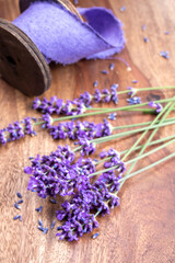 Bunch of fresh, purple aromatic lavender flowers in gift shop in Provence, France