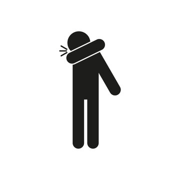 Icon to sneeze into his elbow. Simple vector illustration on a white background