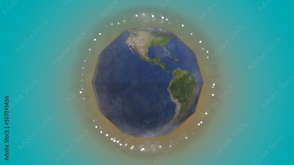 Aufkleber planet on quarantine. virus infecting the planet from inside and the planet is isolated from entire 