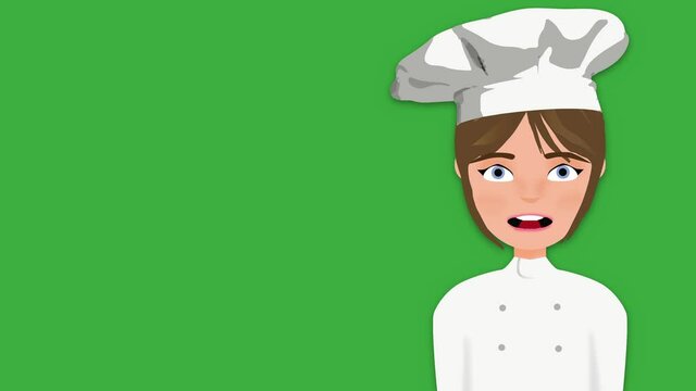 Cocinera hablando sobre chromakey