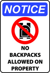 No backpacks allowed beyond this point sign