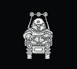 Beaver on an SUV. Logo for a car repair shop. Cartoon vector illustration