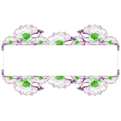 Rectangular frame decorated with beautiful flowers, frame for invitations, wedding invitations, birthday.