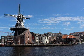 Fototapeta na wymiar Dutch windmill in Haarlem Netherlands 