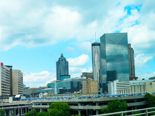 Atlanta is the capital of and the most populous city in the U.S. state of Georgia. This is the skyline of the city