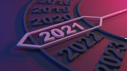 3d  illustration Calendar show The new year 2021.