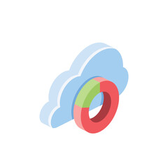 Cloud chart. Vector 3d isometric, color web icon, new flat style. Creative illustration design, isolated graphic idea for infographics.