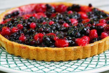 Colorful mixed berries fruit tart