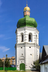 Bell Tower (17th century) of Eletsky Women's monastery in Chernihiv. Chernihiv on Desna River - capital of Chernihiv region in Northern Ukraine. Chernihiv is one of oldest cities of Kievan Rus (907).