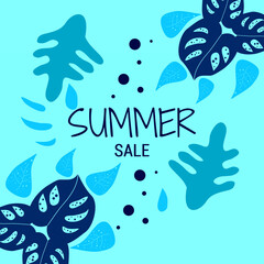 SUMMER SALE WITH ABSTRACT FLAT COLOR  BACKGROUND. SOCIAL MEDIA PROMOTION. VECTOR DESIGN TEMPLATE