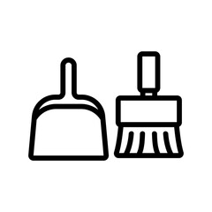 Obraz premium dustpan and brush for sweep dust icon vector. dustpan and brush for sweep dust sign. isolated contour symbol illustration
