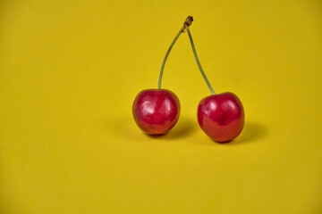 Fresh juicy red cherries. Macro.