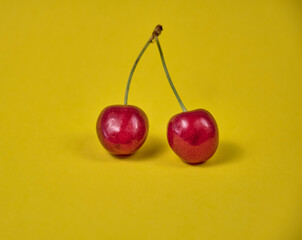 Fresh juicy red cherries. Macro.