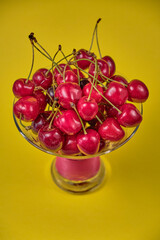 Fresh juicy red cherries. Macro.