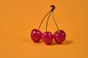 Fresh juicy red cherries. Macro.