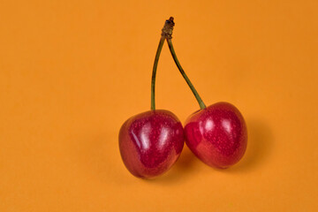 Fresh juicy red cherries. Macro.